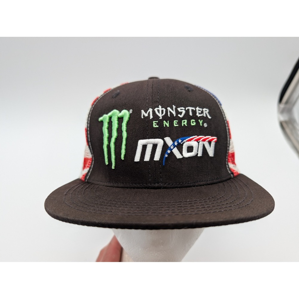 Monster Energy MXON 2018 Hat Mens Black American Flag Trucker Snapback Cap